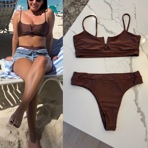 PrettyLittleThing Chocolate Brown Bikini Set with Cheeky bottom 🤎